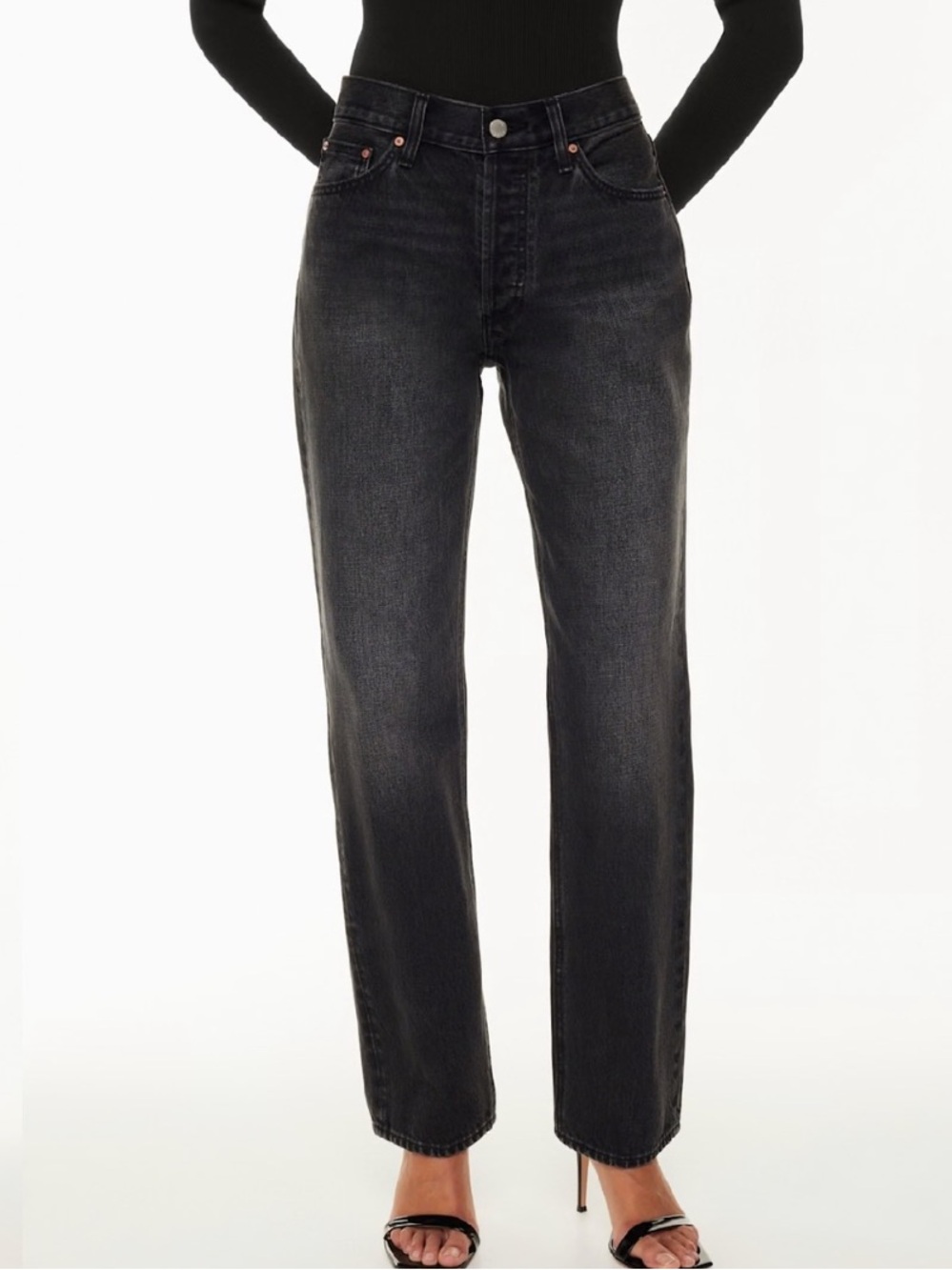 Aritzia Denim Forum '90s Joni Lo-Rise Loose Jean Black Slouchy Straight Leg 24